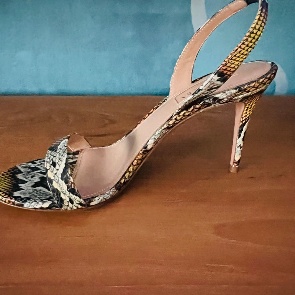 Aquazzura Python Print Slingback Sandals Stiletto… - image 8
